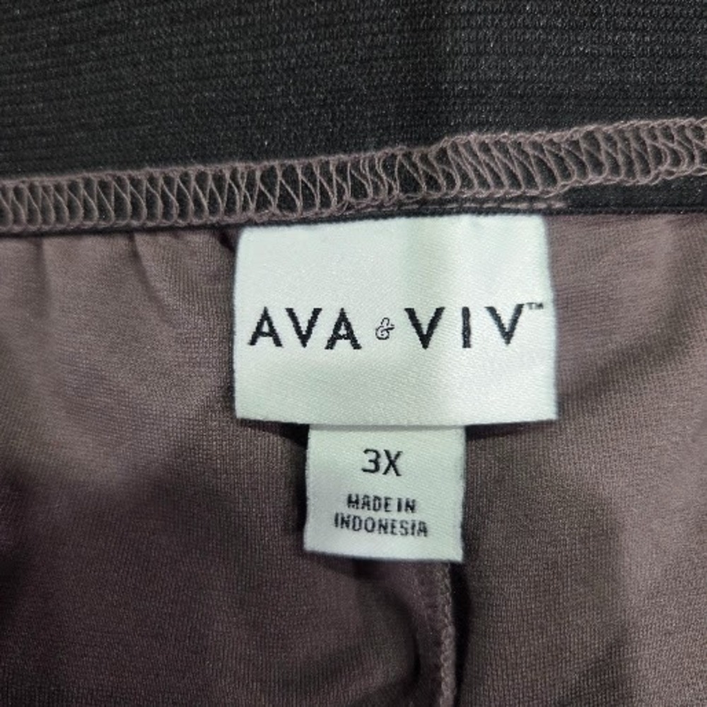 NWT Ava&Viv 3X Gray Ponte Knit Pants Plus Size 24W/26W High Rise Pull On Stretch - Picture 4 of 14